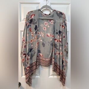 Lola P Floral Colorful Cardigan Womens One Size Rayon Boho India Open Cottage
